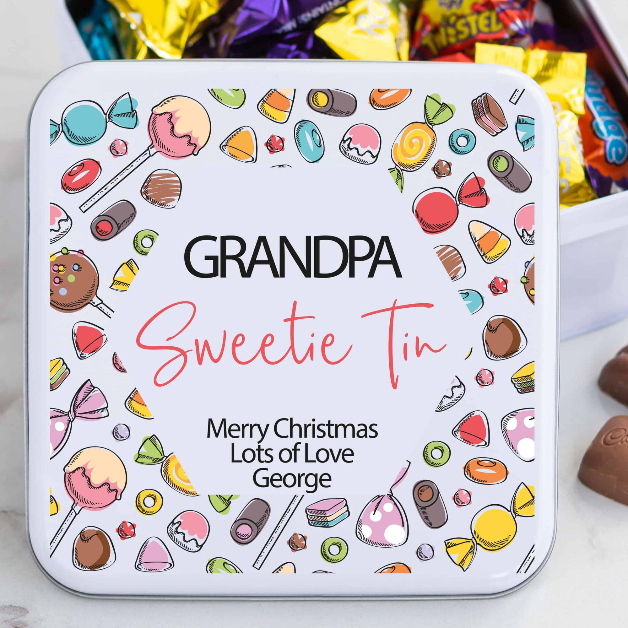 Personalised Metal Square Sweetie Tin