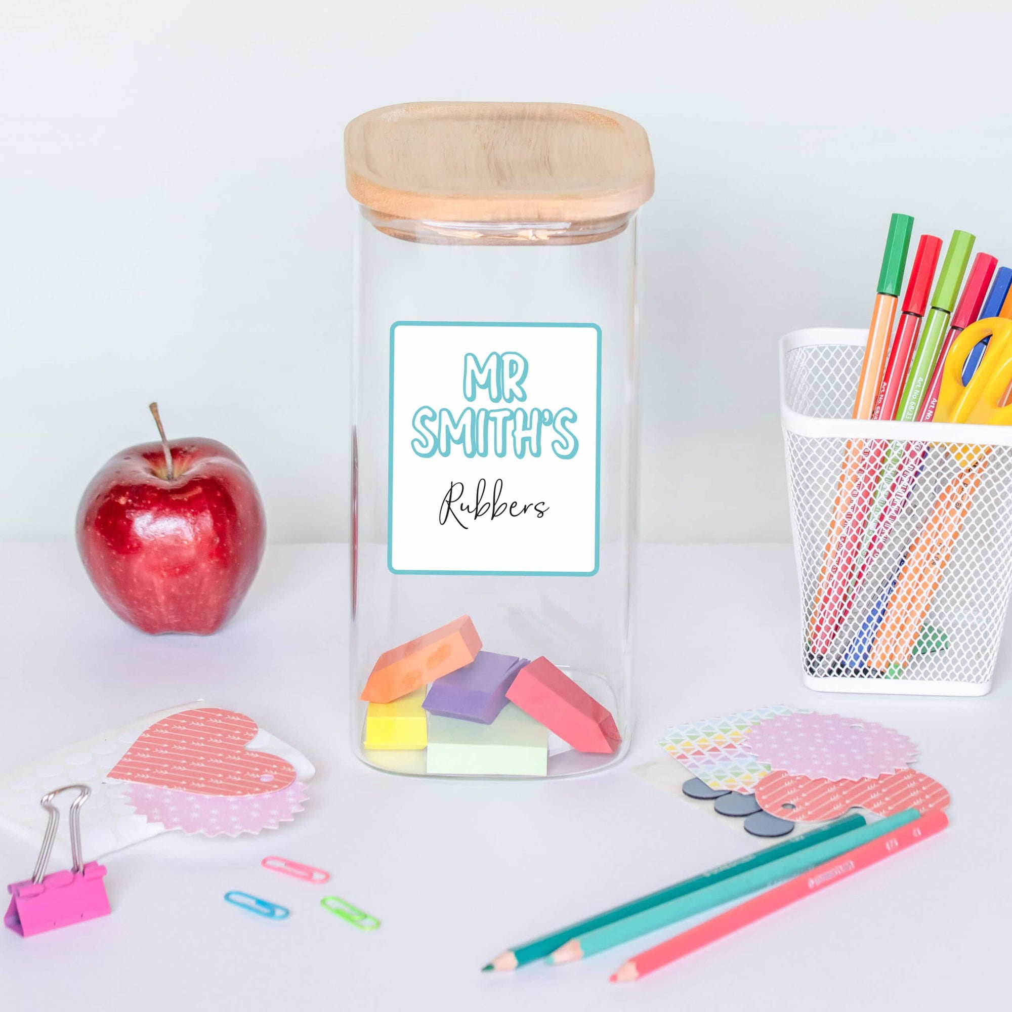 Personalised Glass Label Teacher Storage Jar