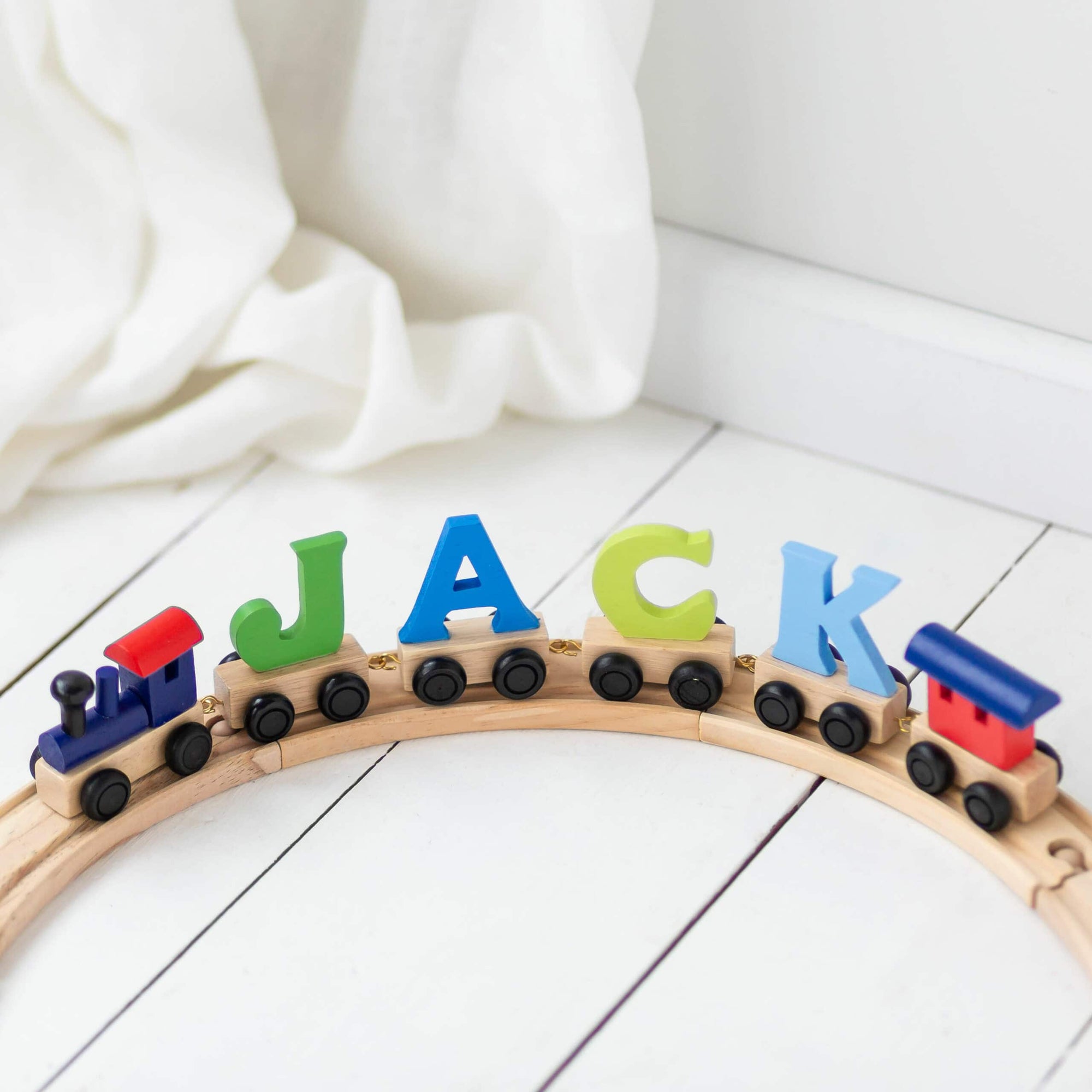 Wooden Letter Name Train Pastel &amp; light Colours