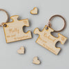 Personalised Wooden Puzzle Piece Key Ring Set
