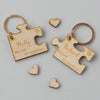 Personalised Wooden Puzzle Piece Key Ring Set