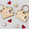 Personalised Wooden Puzzle Piece Key Ring Set