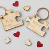 Personalised Wooden Puzzle Piece Key Ring Set