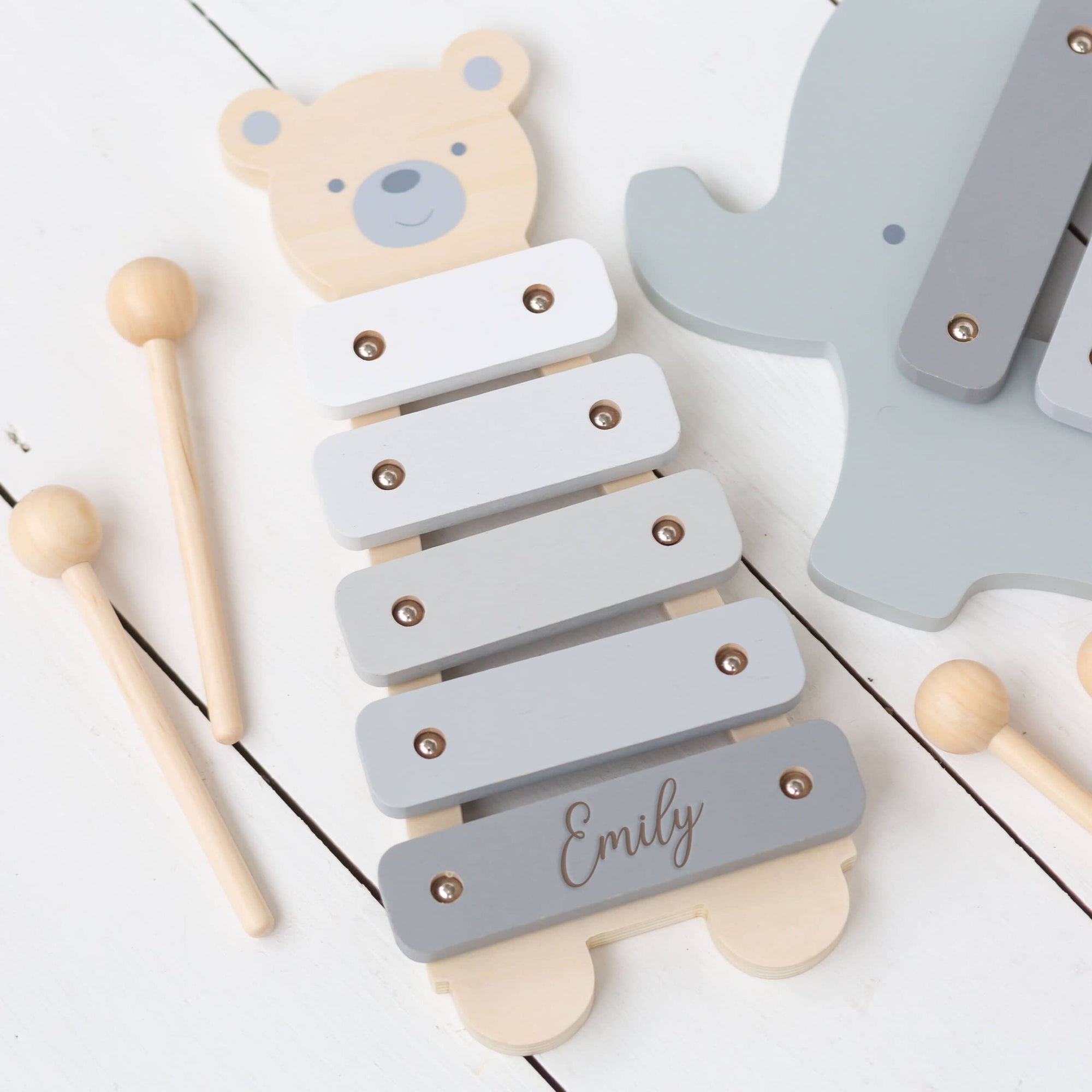Personalised Kids Wooden Teddy Xylophone Toy