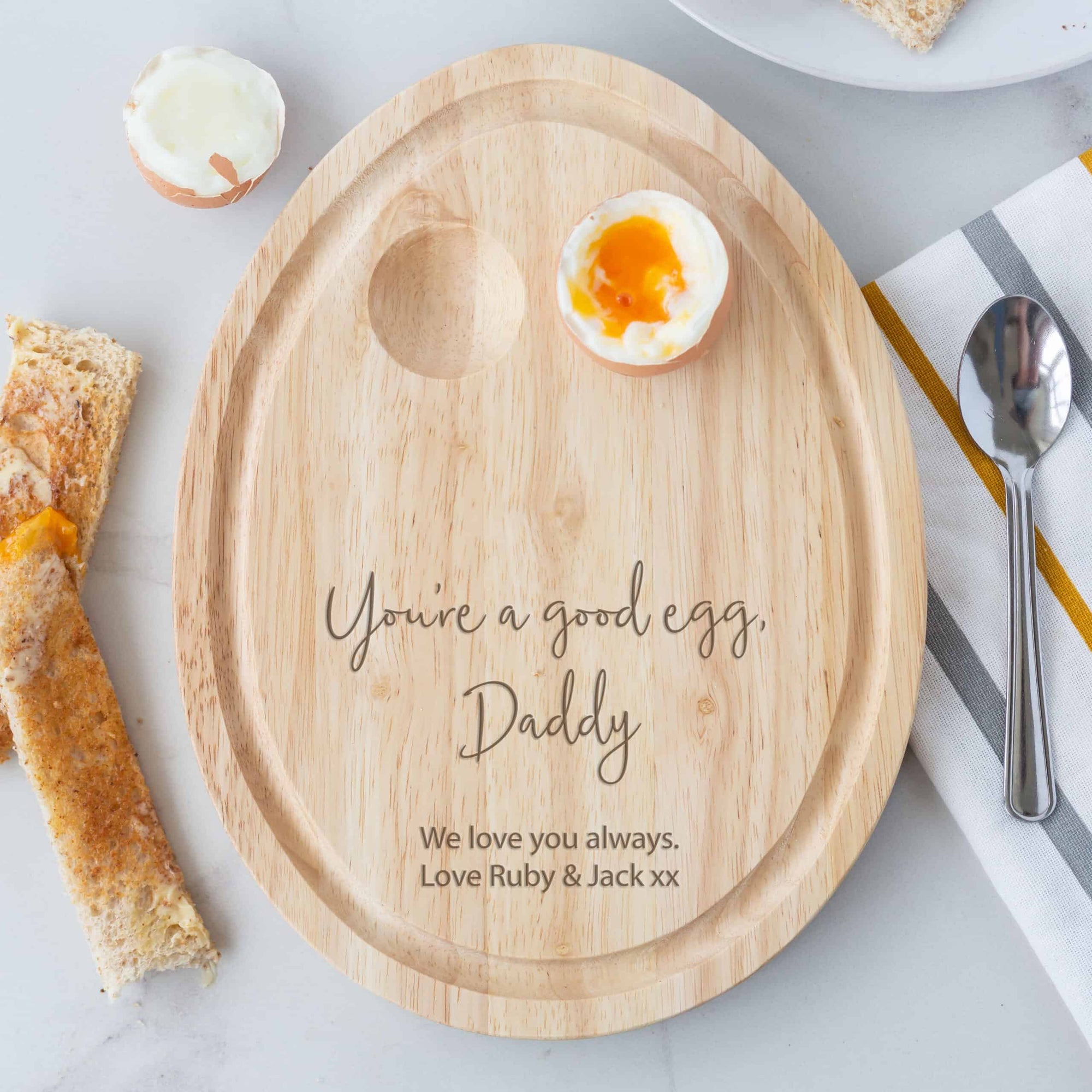 Personalised Wooden You're A Good Egg Board