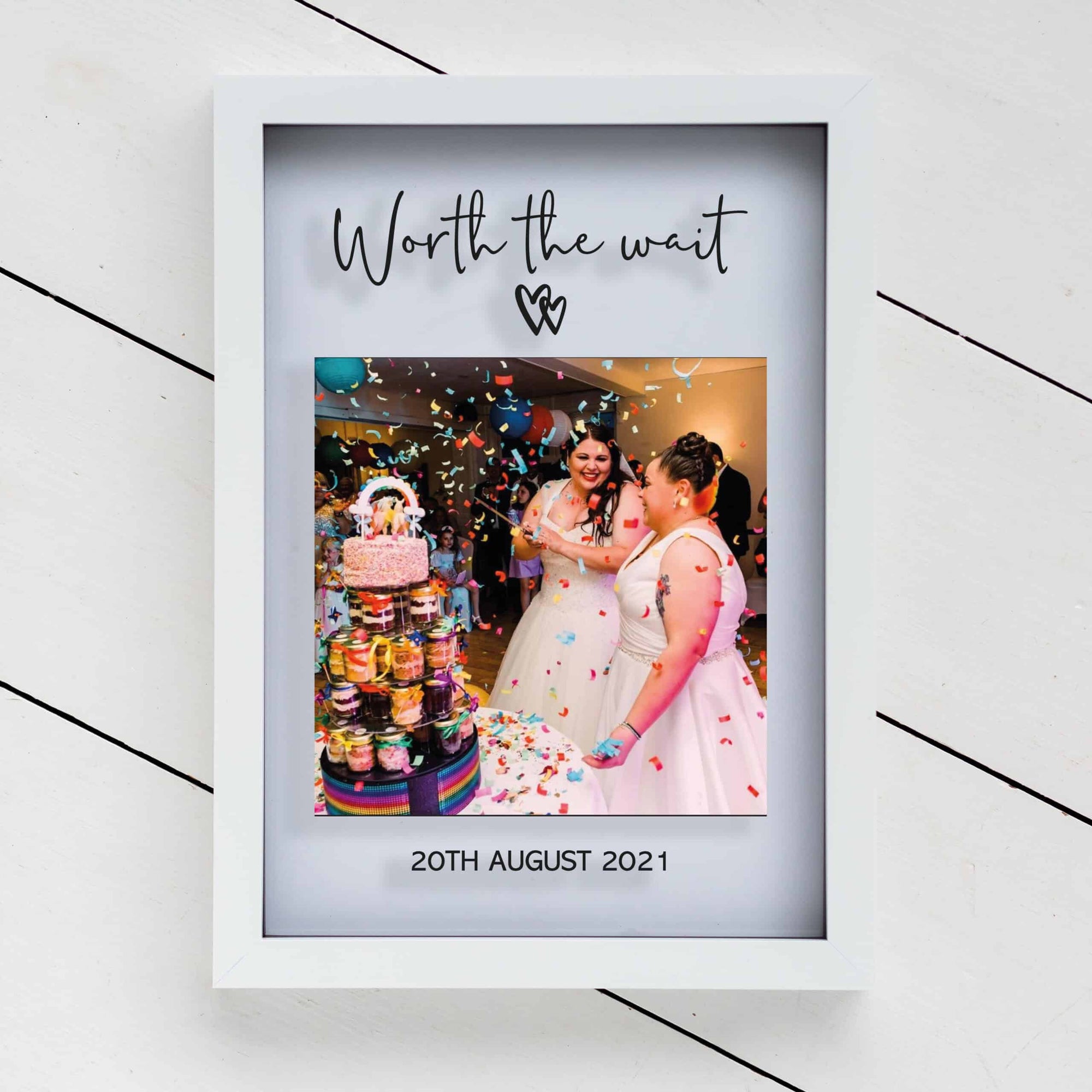 Personalised A4 Printed Glass White Photo Frame