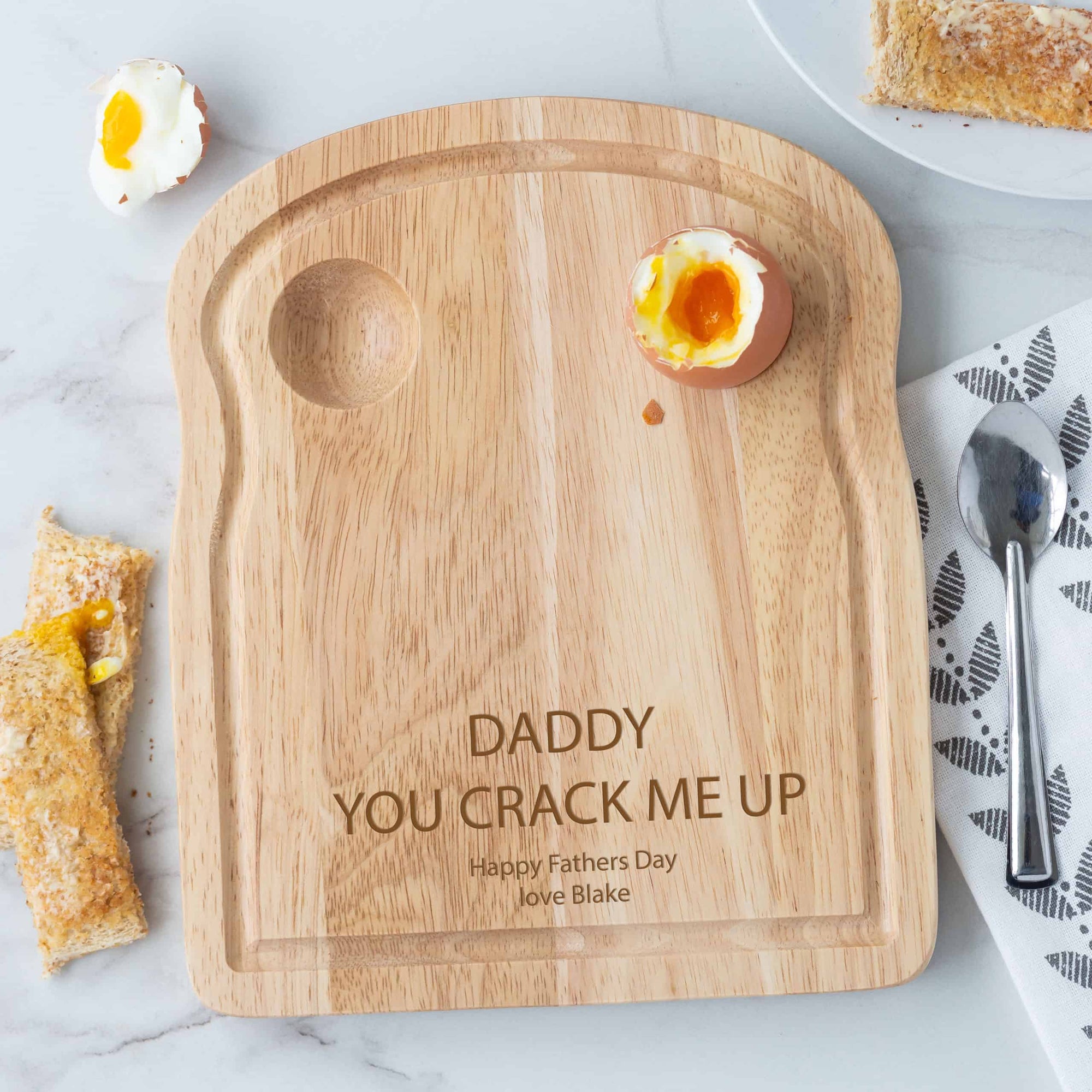 Personalised Wooden Fathers Day You Crack Me Up Egg Board