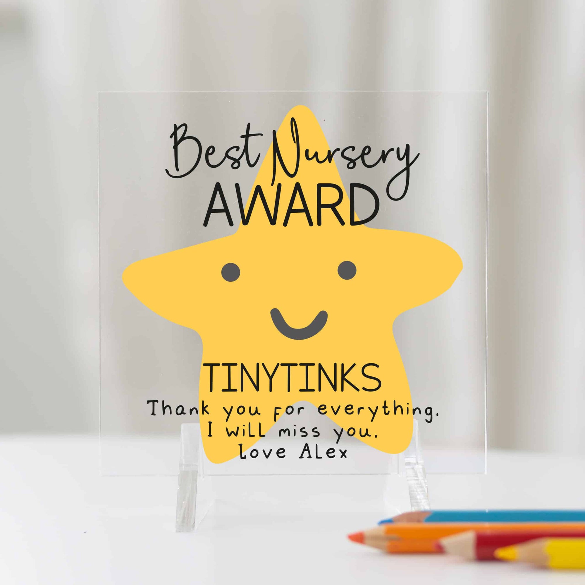 Personalised Best Nursery Teacher Award Acrylic Plaque