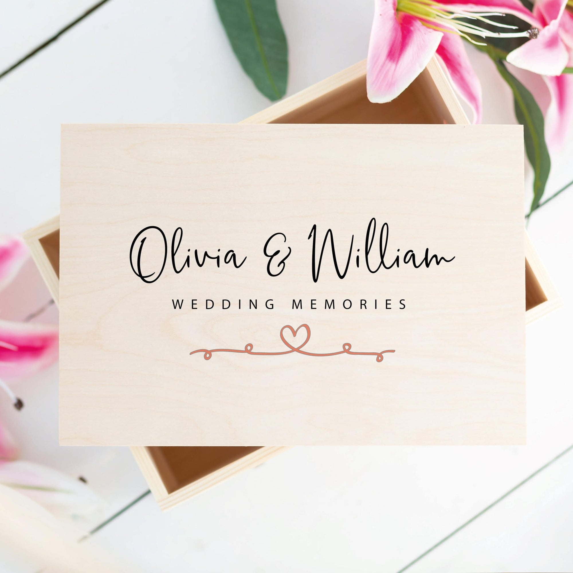 Personalised Wooden Wedding Memories Storage Box