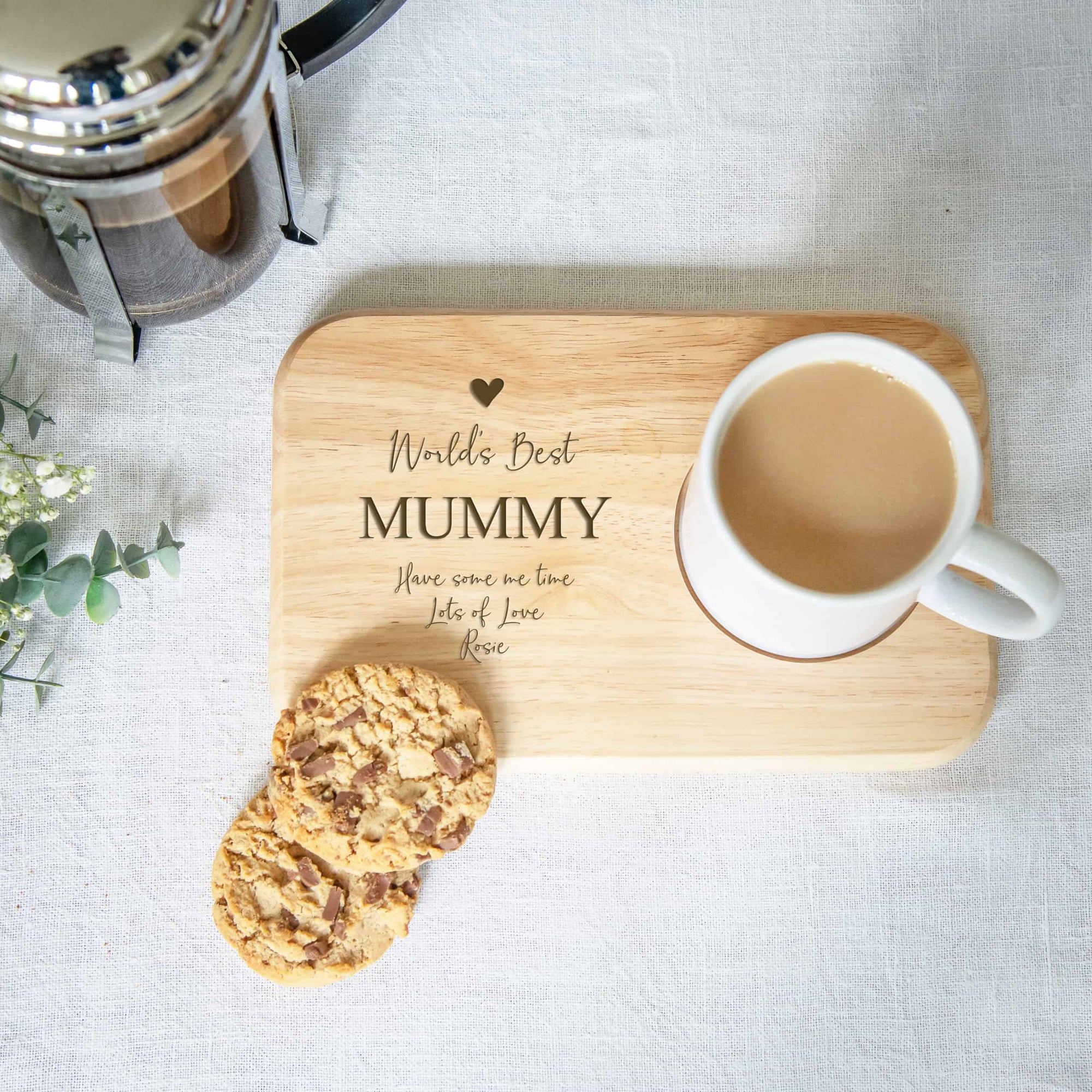 Personalised World's Best Mummy Tea & Biscuit Wooden Tray Board