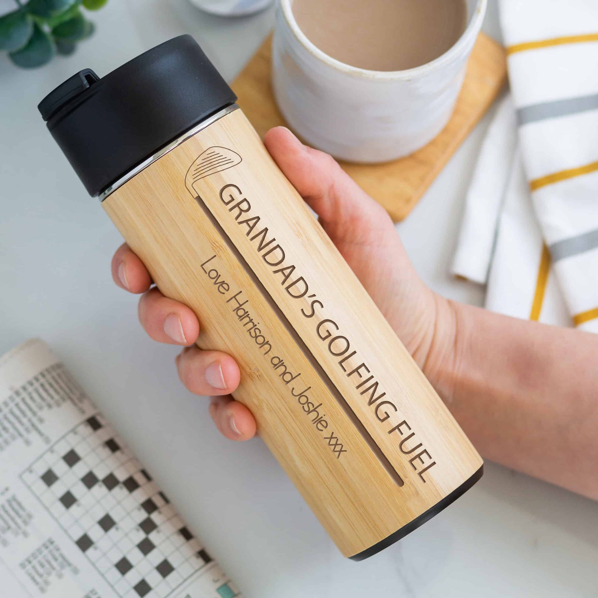 Personalised Golfing Fuel Bamboo Flask
