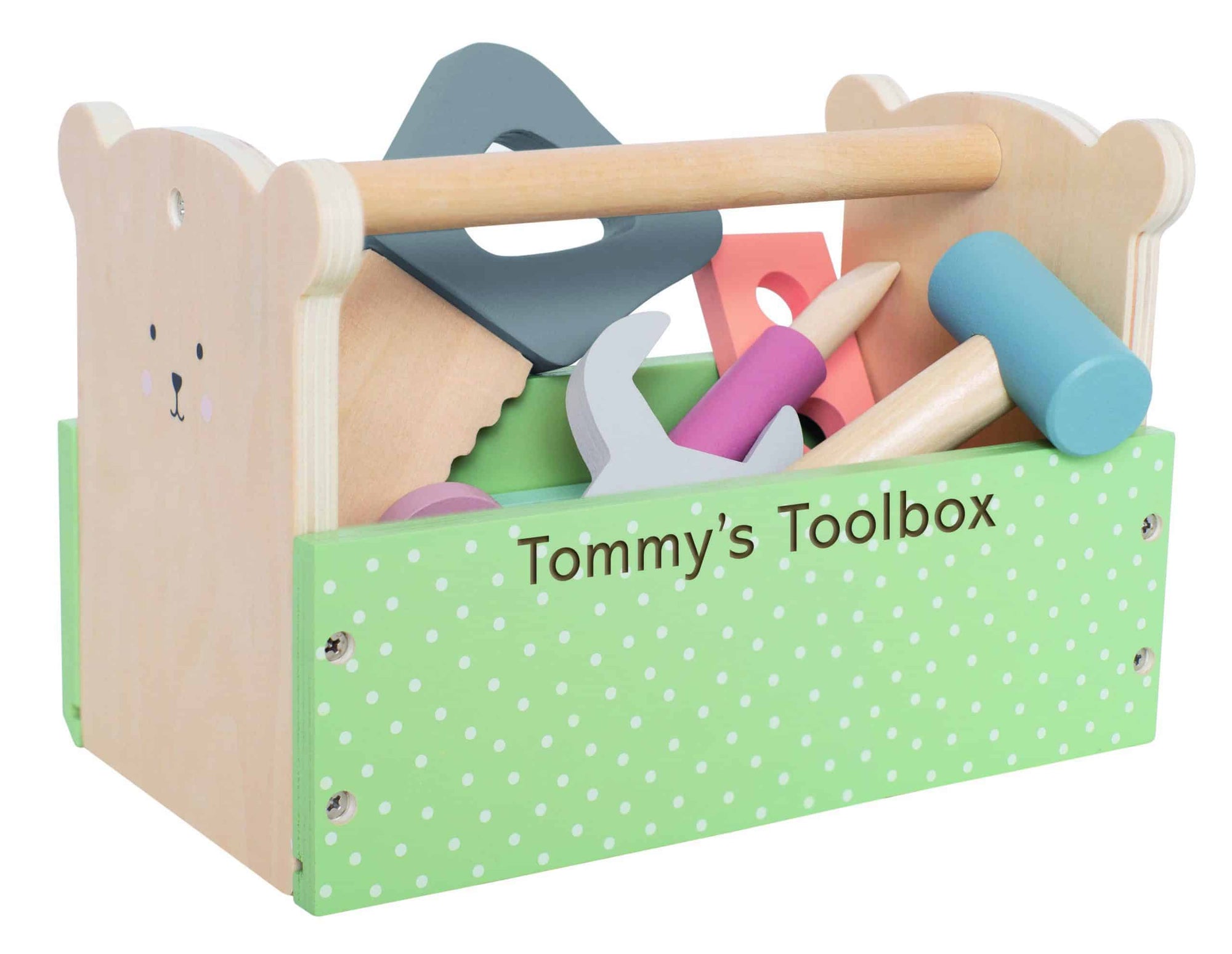 Personalised Wooden Teddy Toolbox Toy