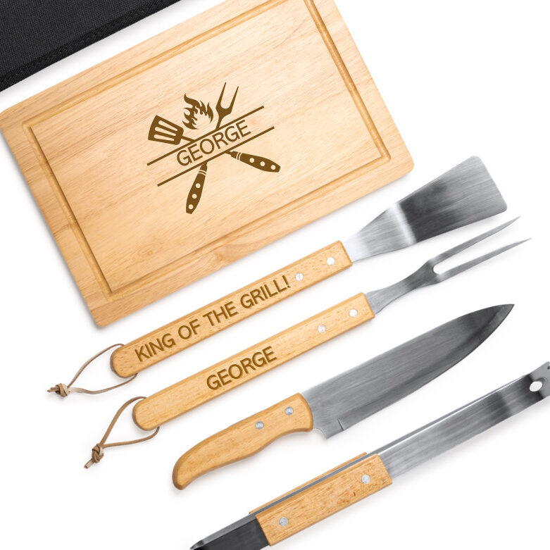 Personalised Engraved BBQ Cooking Tool Set With Carry Bag