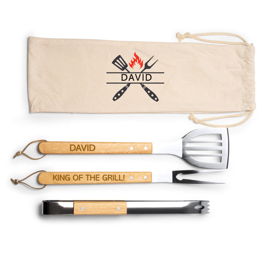 Personalised Engraved BBQ Cooking Tool Set With Carry Bag