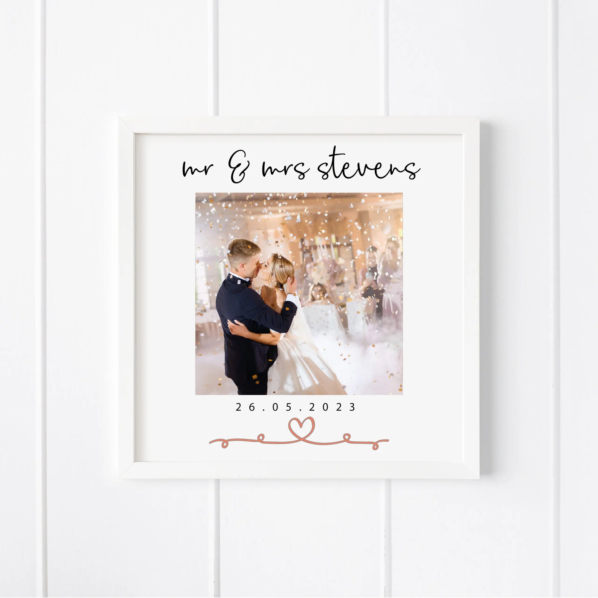 Personalised Mr & Mrs Wedding Engagement Glass Printed Frame