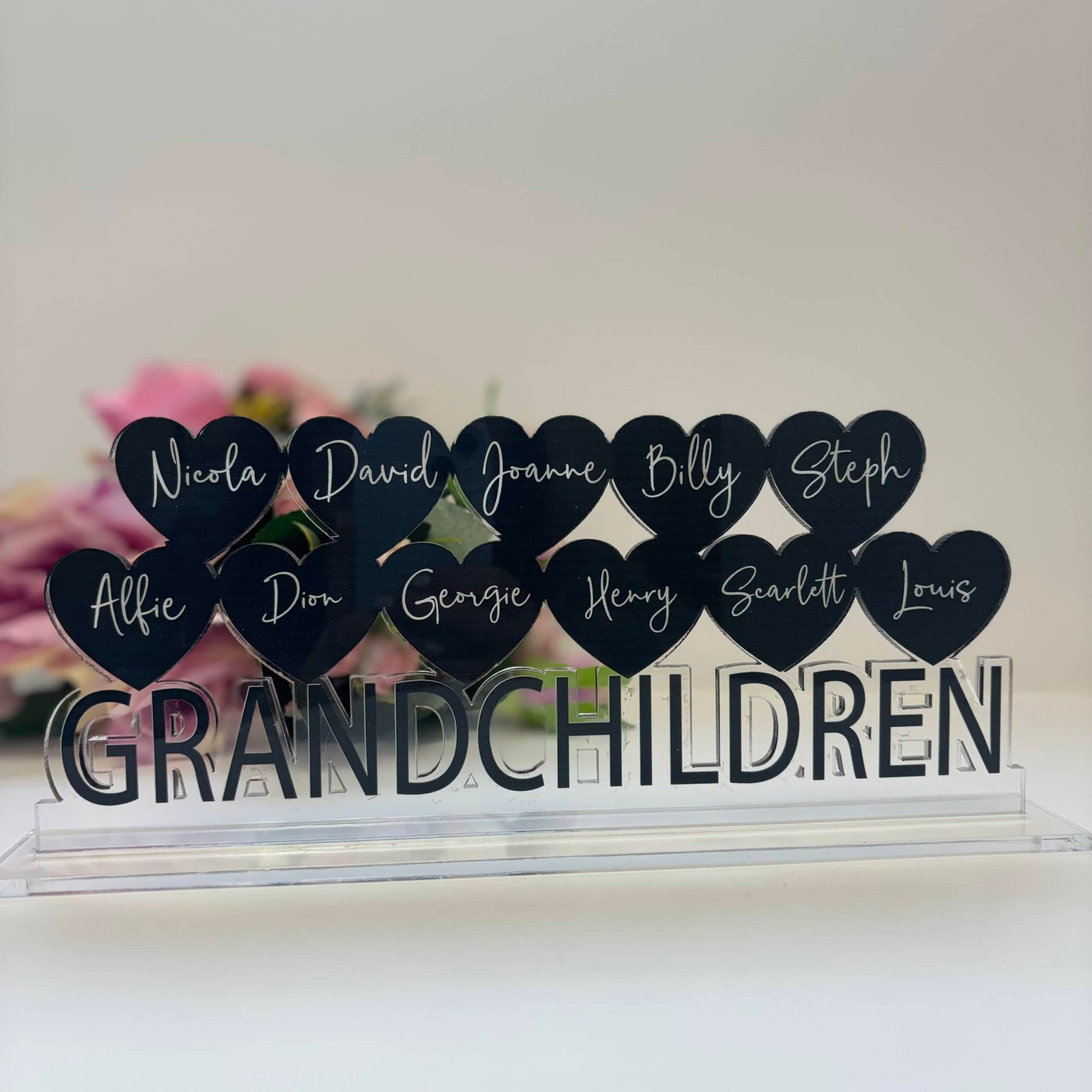 Personalised Family Grandchildren Heart Name Plaque