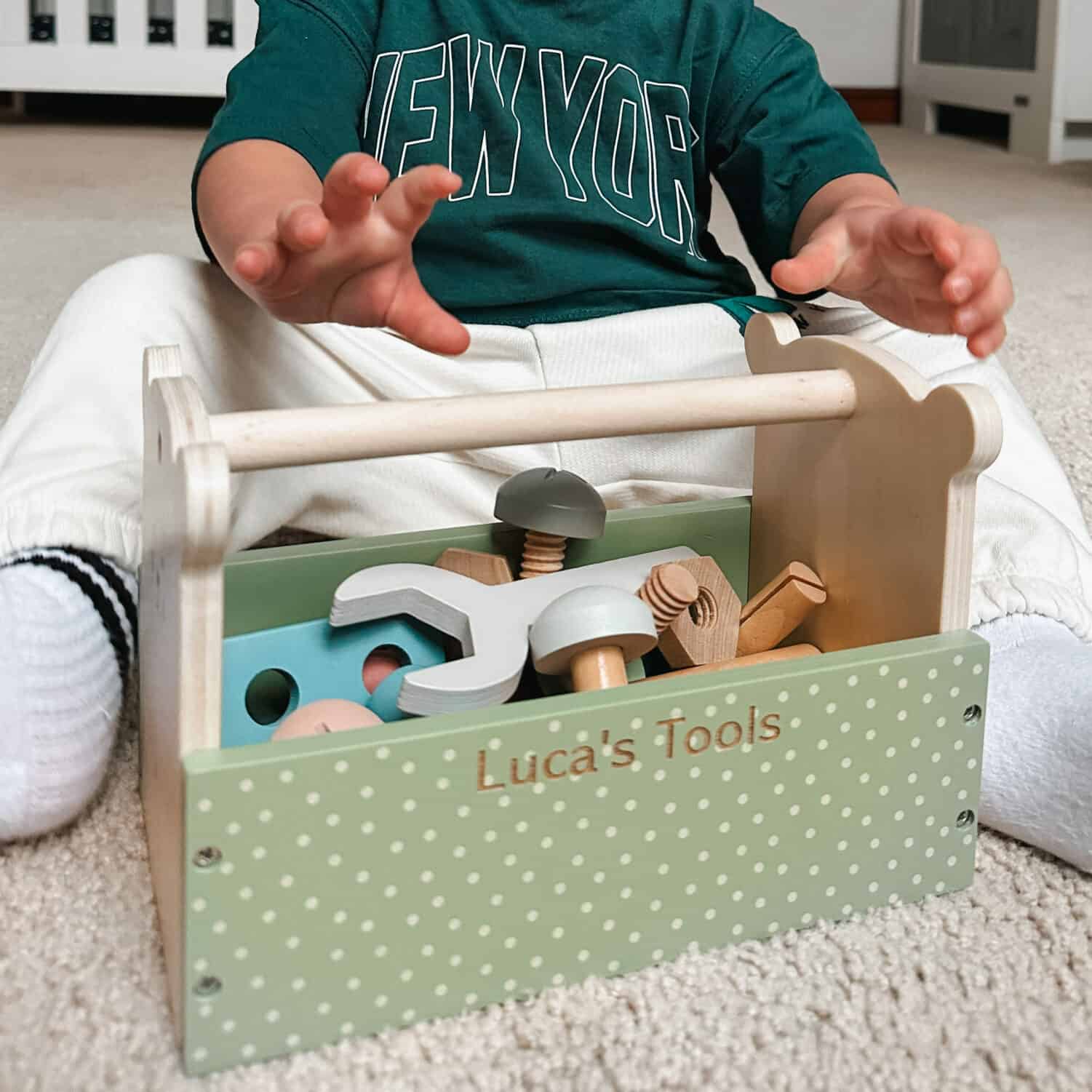 Personalised Wooden Teddy Toolbox Toy