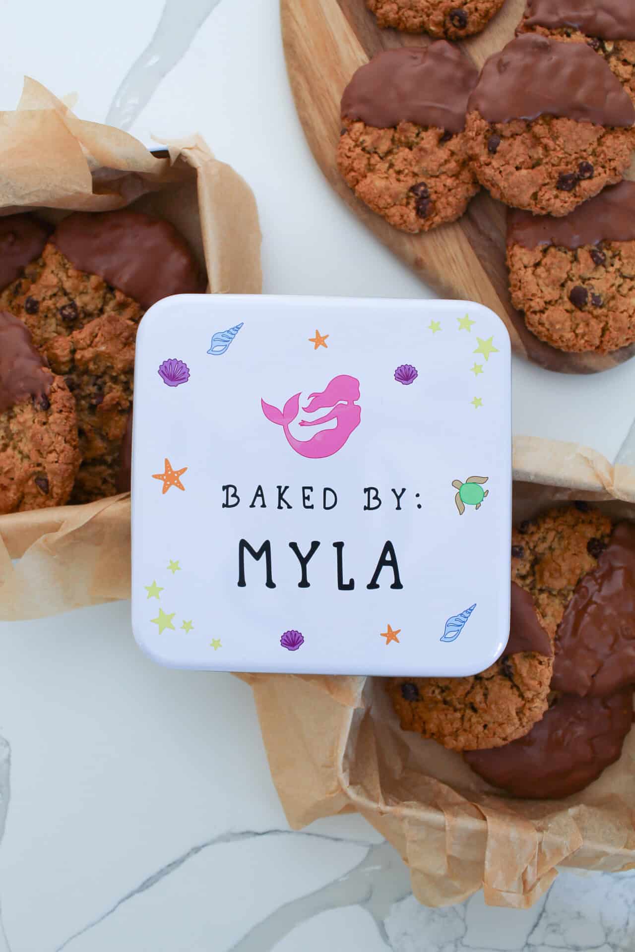 Personalised Metal Square Mermaid Baking Tin