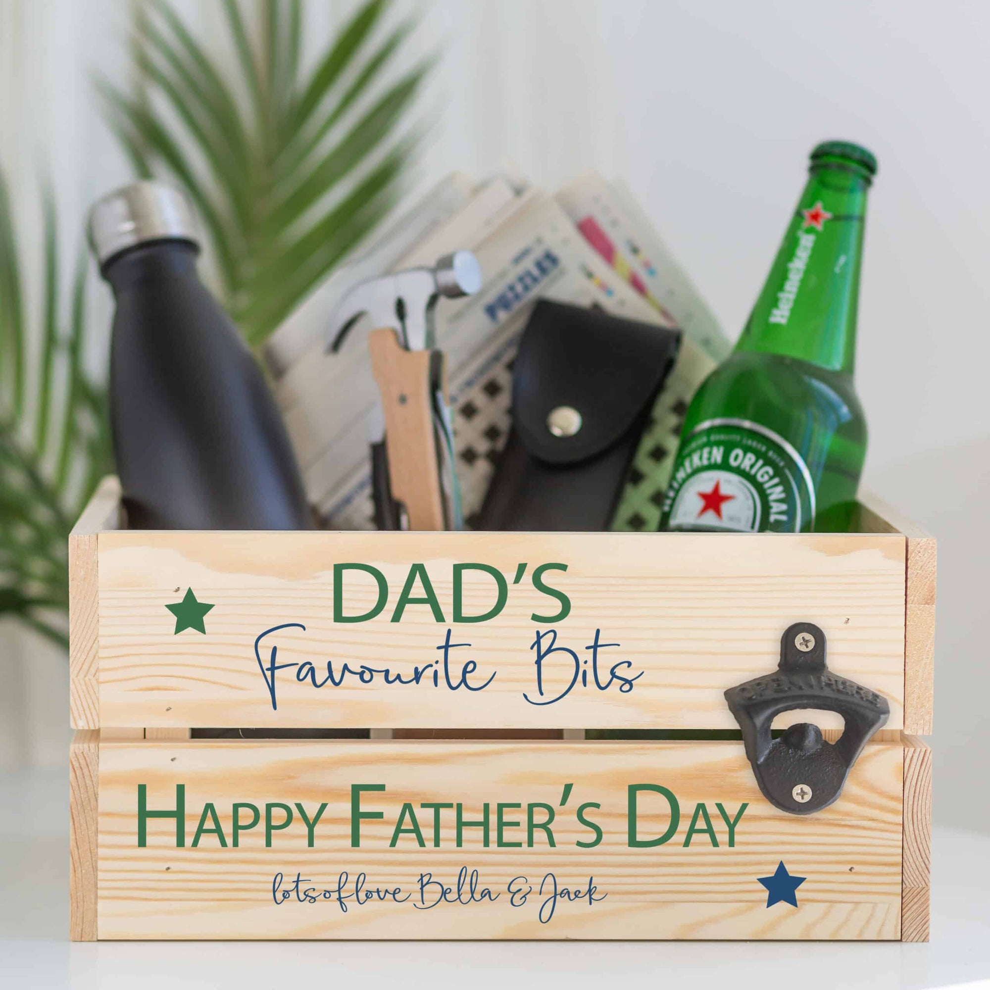 Personalised Pine Wooden Crate With Optional Bottle Opener