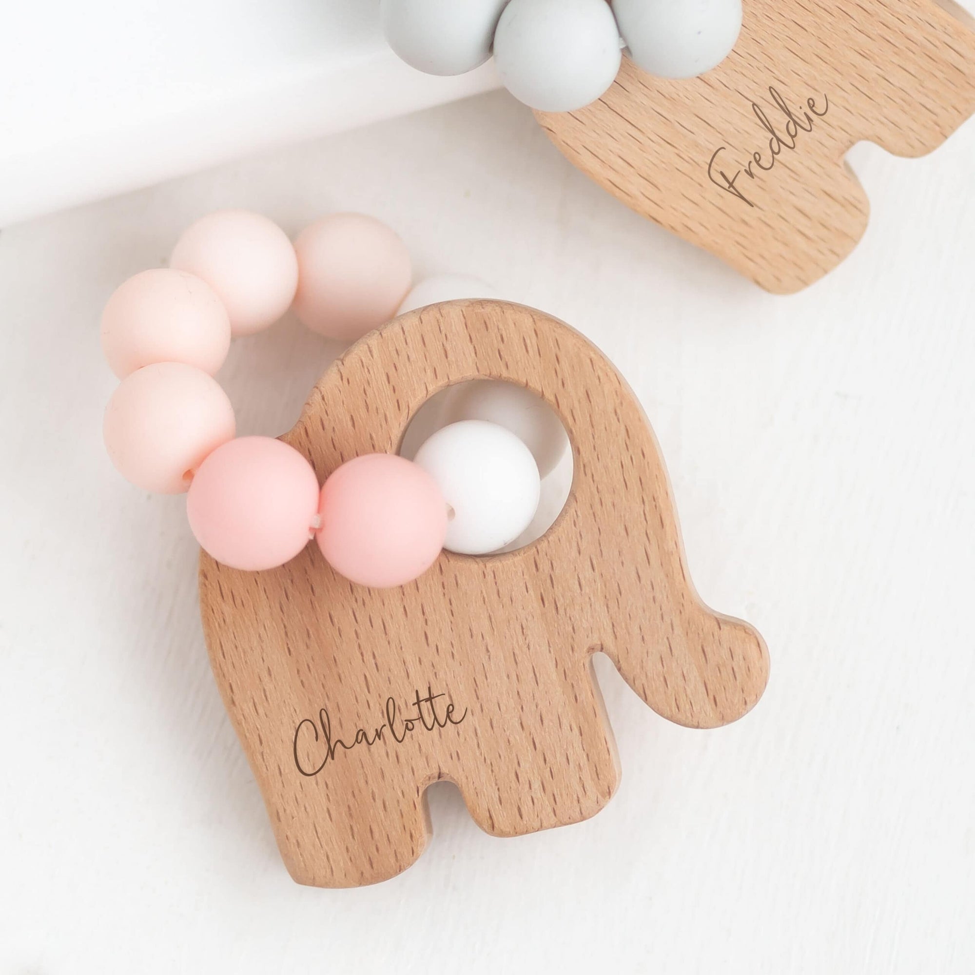 Bambino Eco-Friendly Wooden Pink Elephant Teething Toy