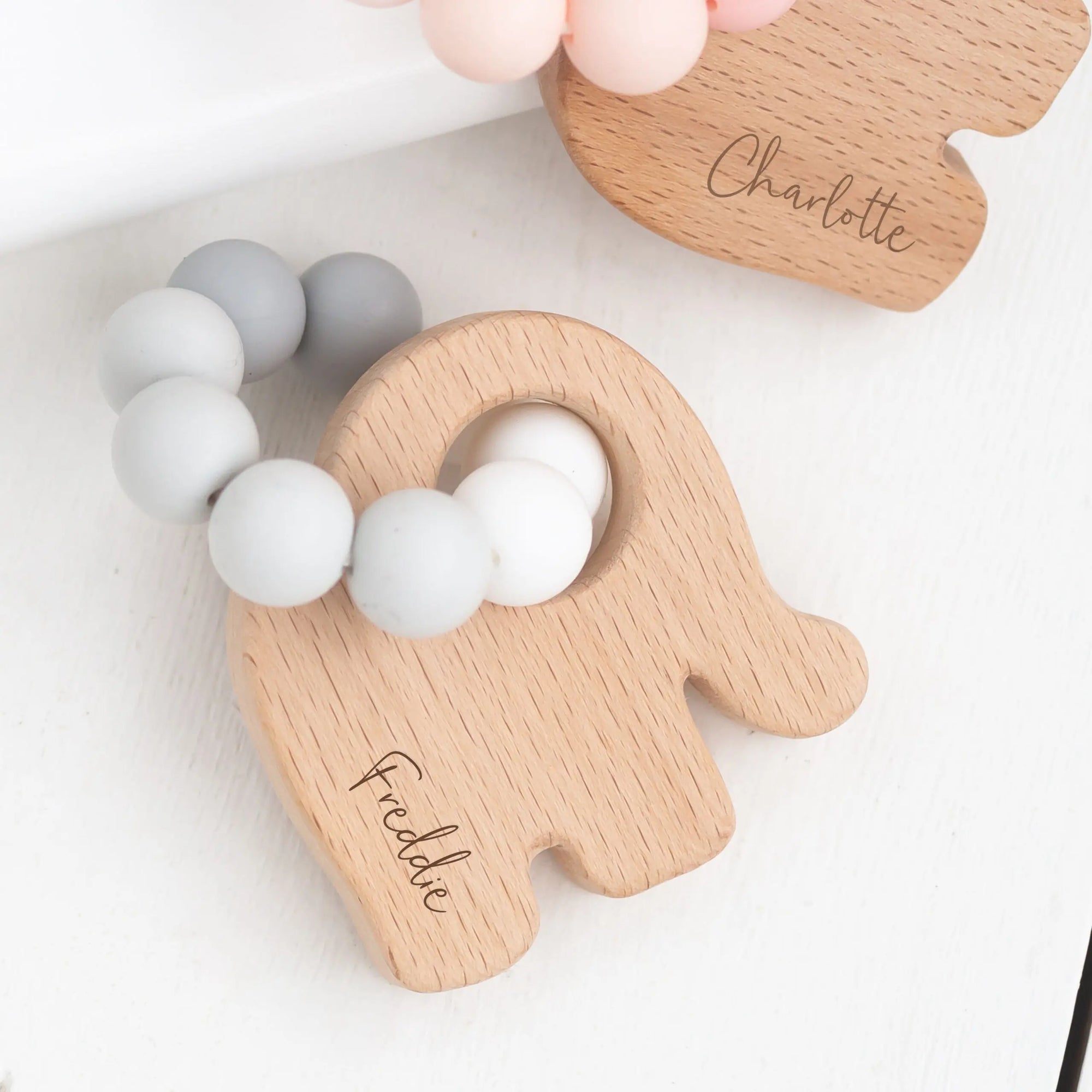 Bambino Eco-Friendly Wooden Grey Elephant Teething Toy