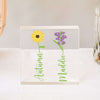 Personalised Flower Name Children or Grandchildren Acrylic Block