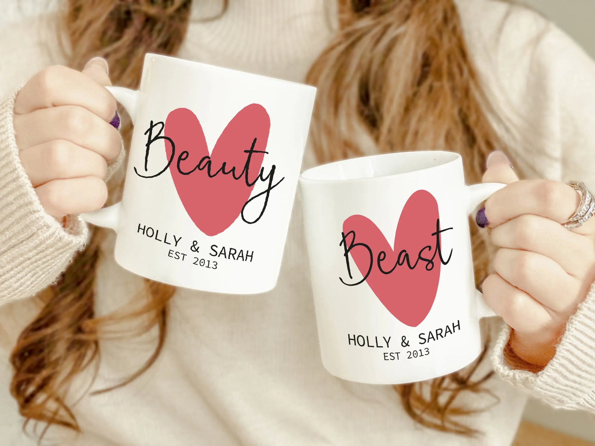 Personalised Beauty & Beast Matching Couples Mugs