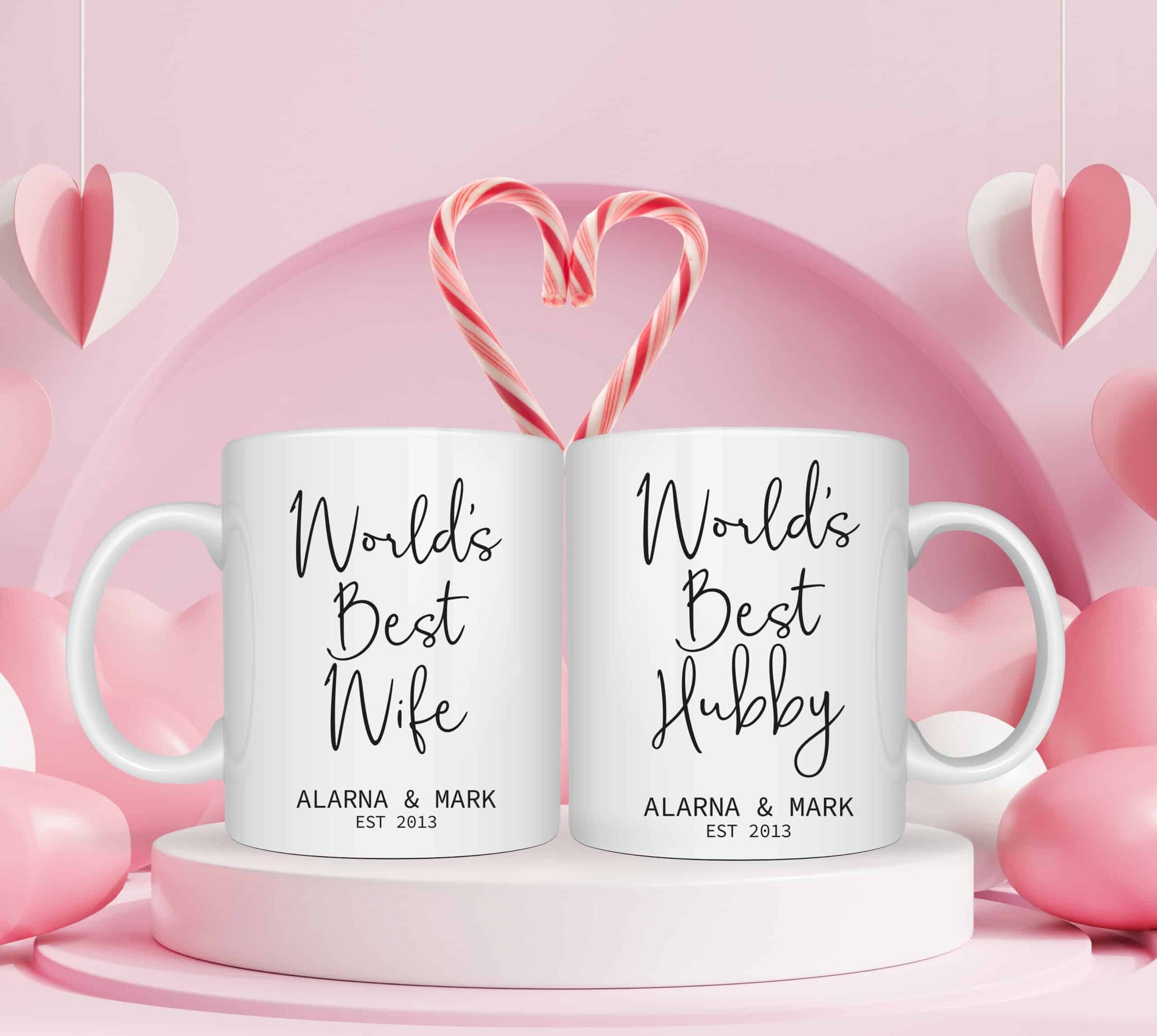 Personalised World's Best Wife and Hubby Matching Mugs