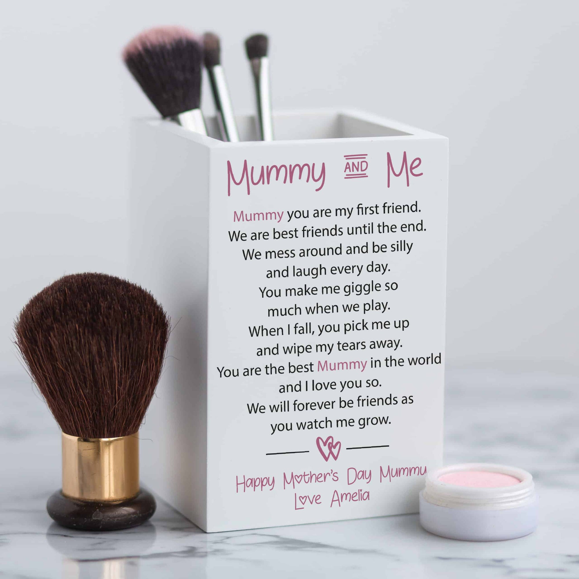 Personalised Make Up Brush Poem Pot
