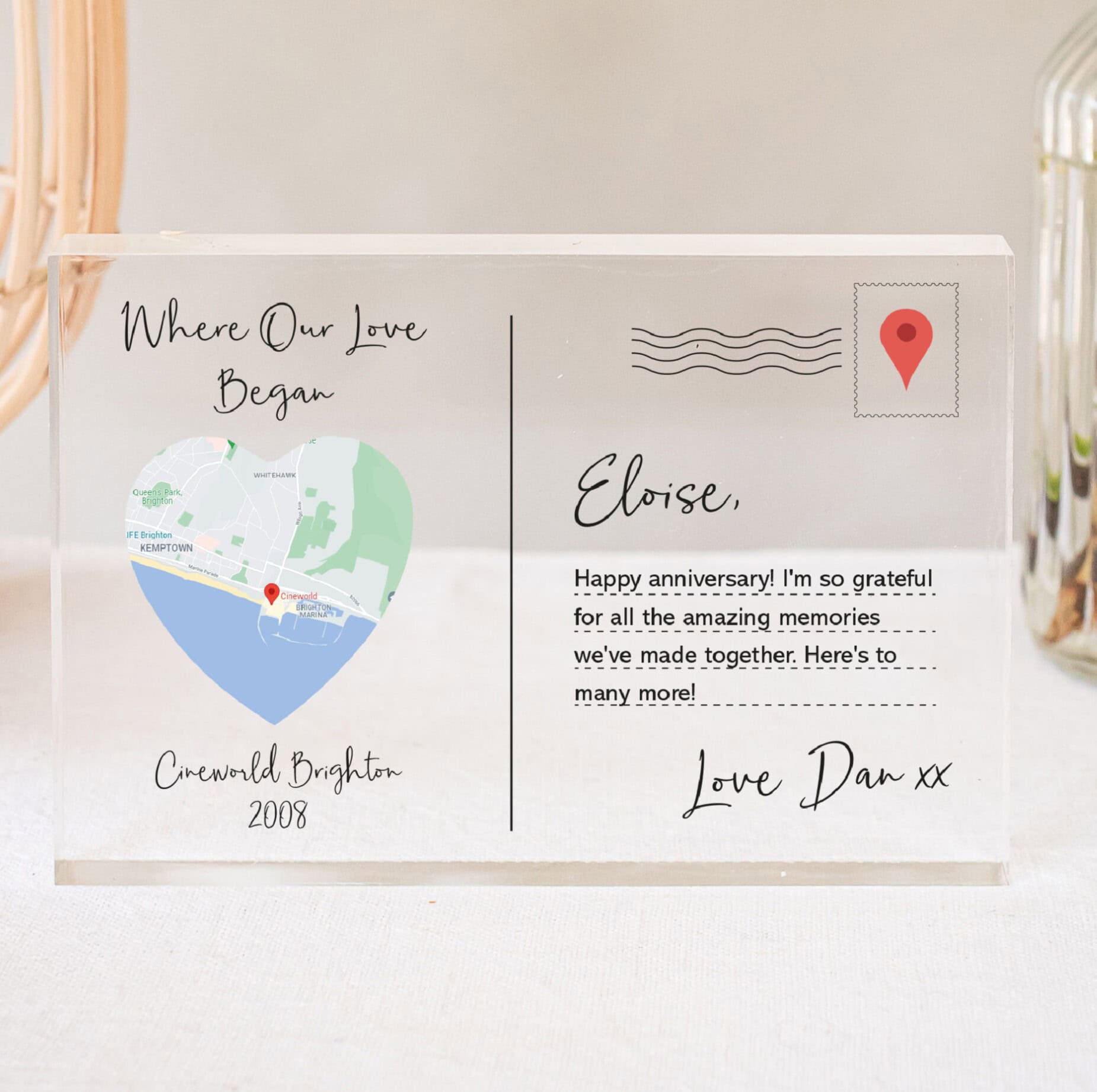 Personalised Map Postcard Acrylic Block
