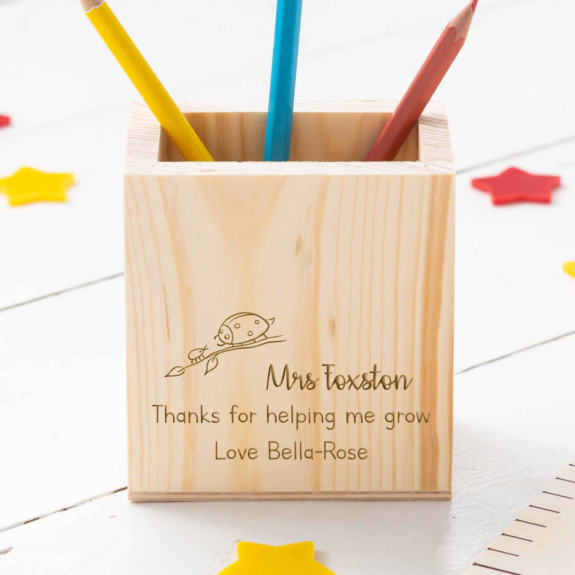 Personalised Wooden Thank You Teacher Pencil Pot