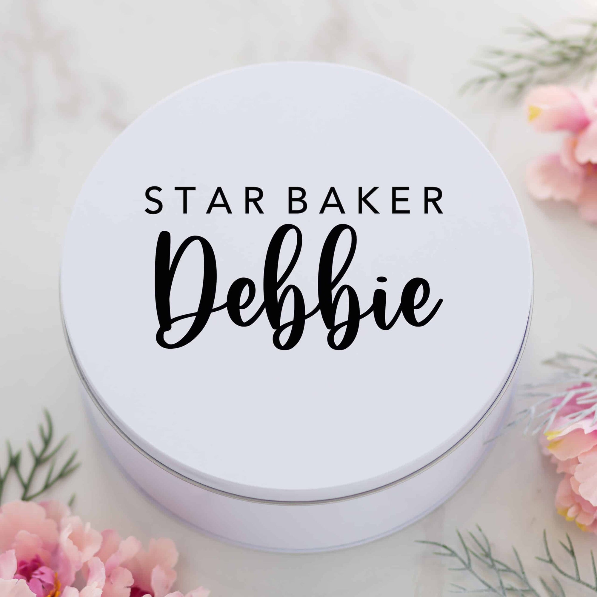 Personalised Round Scripted Name Baking Tin