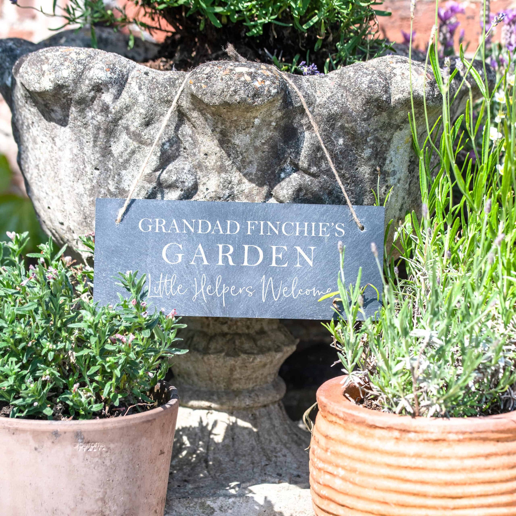Personalised Little Helpers Welcome Slate Garden Sign