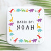 Personalised Metal Square Dinosaur Baking Tin