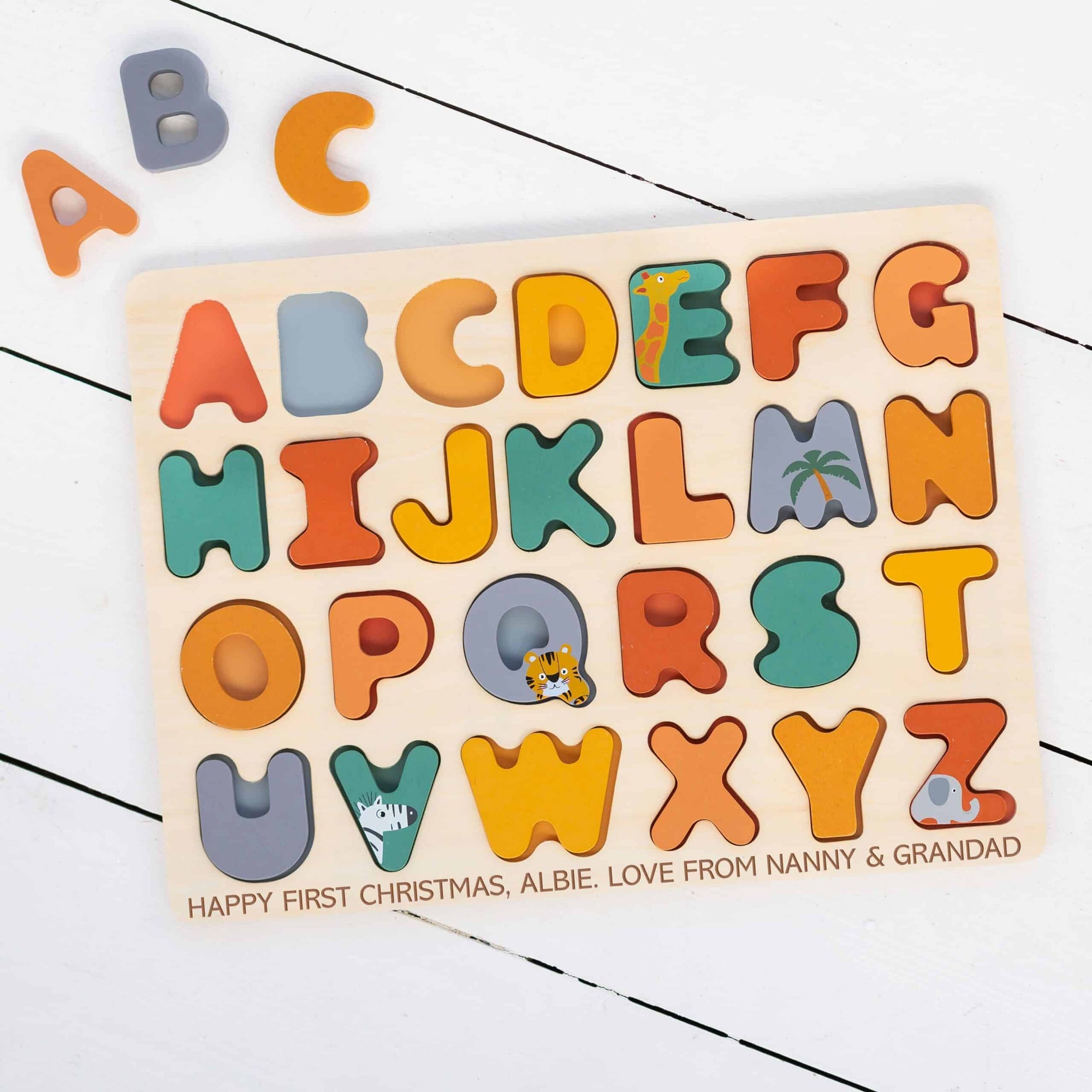 Personalised Wooden ABC Safari Puzzle toy