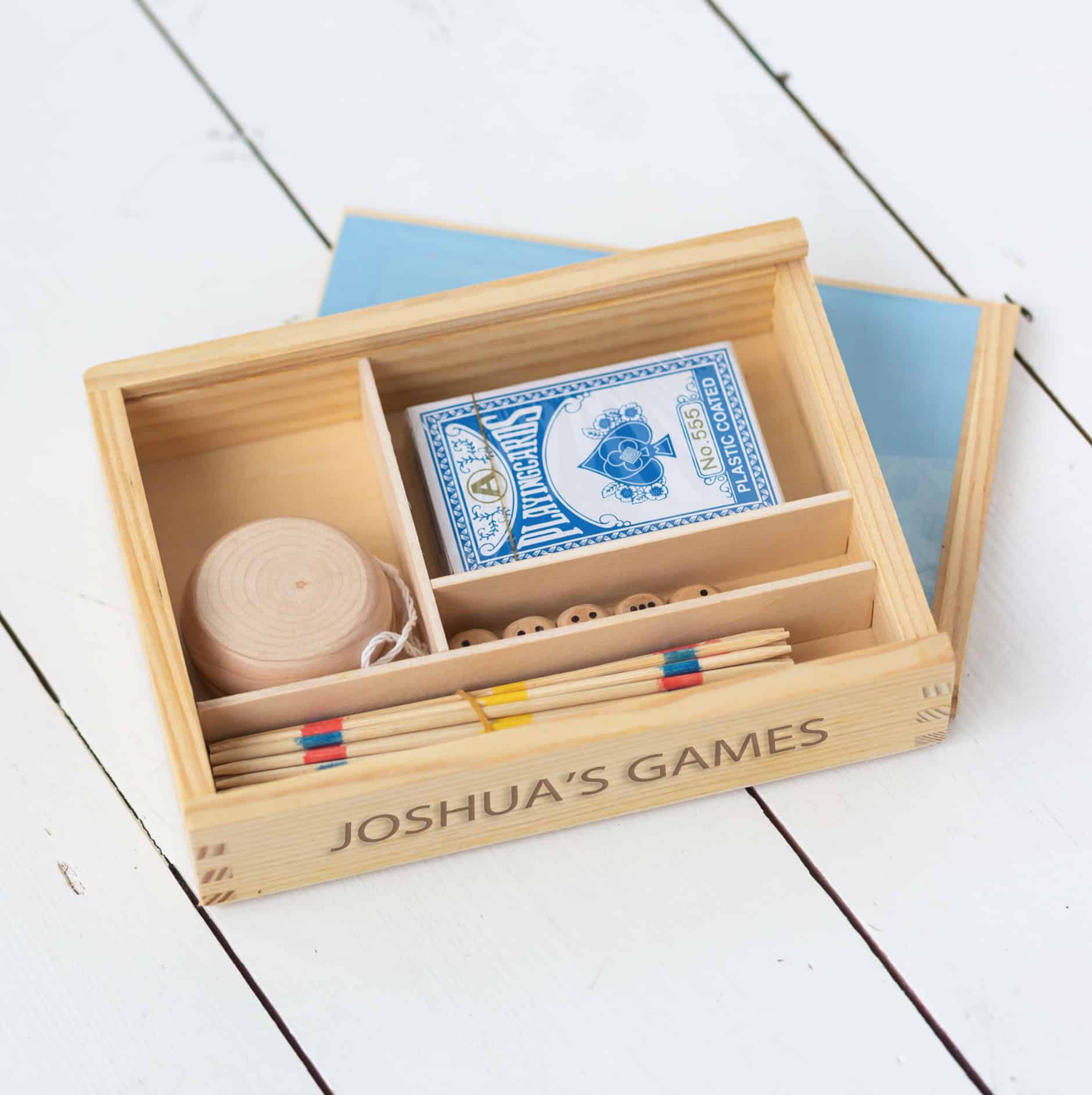 Personalised Wooden Vintage Bored 4 in 1 Game Set