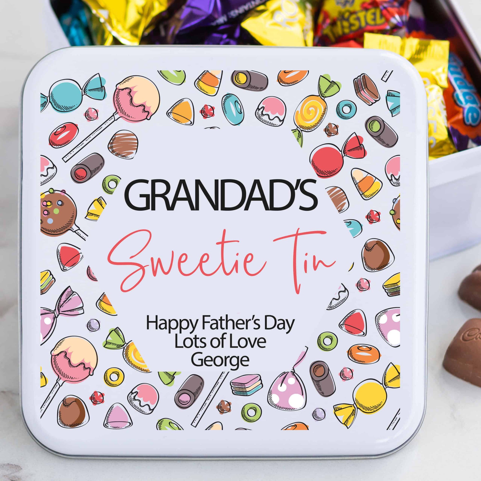Personalised Metal Square Sweetie Tin
