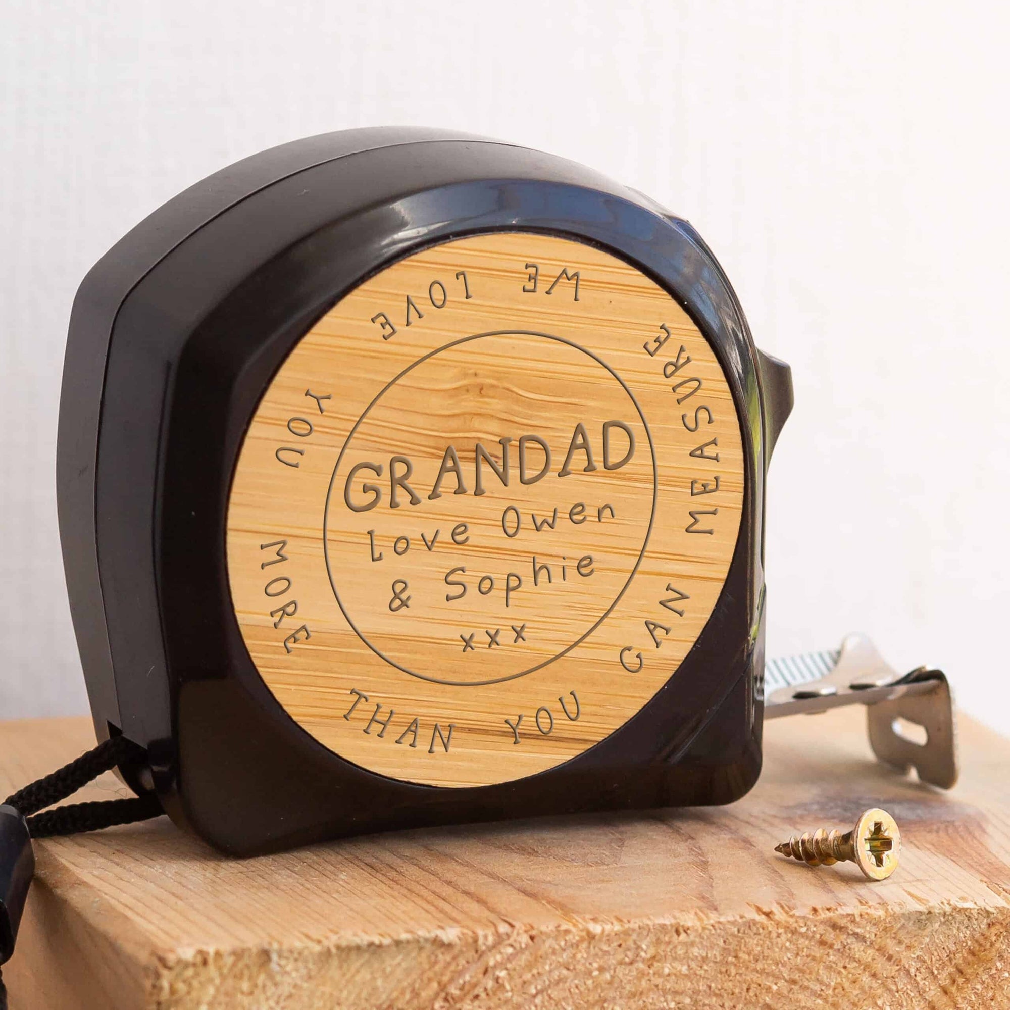 Personalised Engraved Black Tape Measure