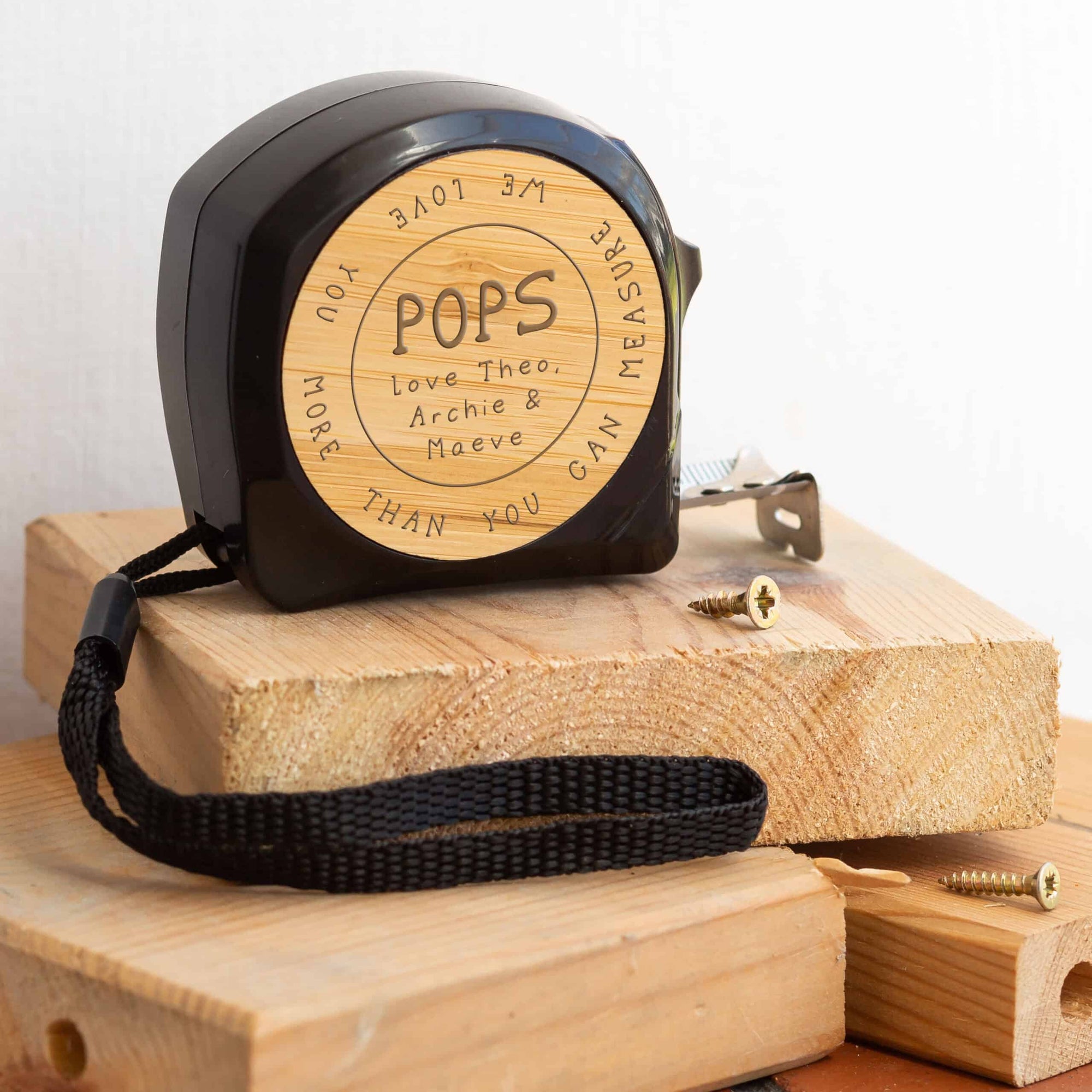 Personalised Engraved Black Tape Measure