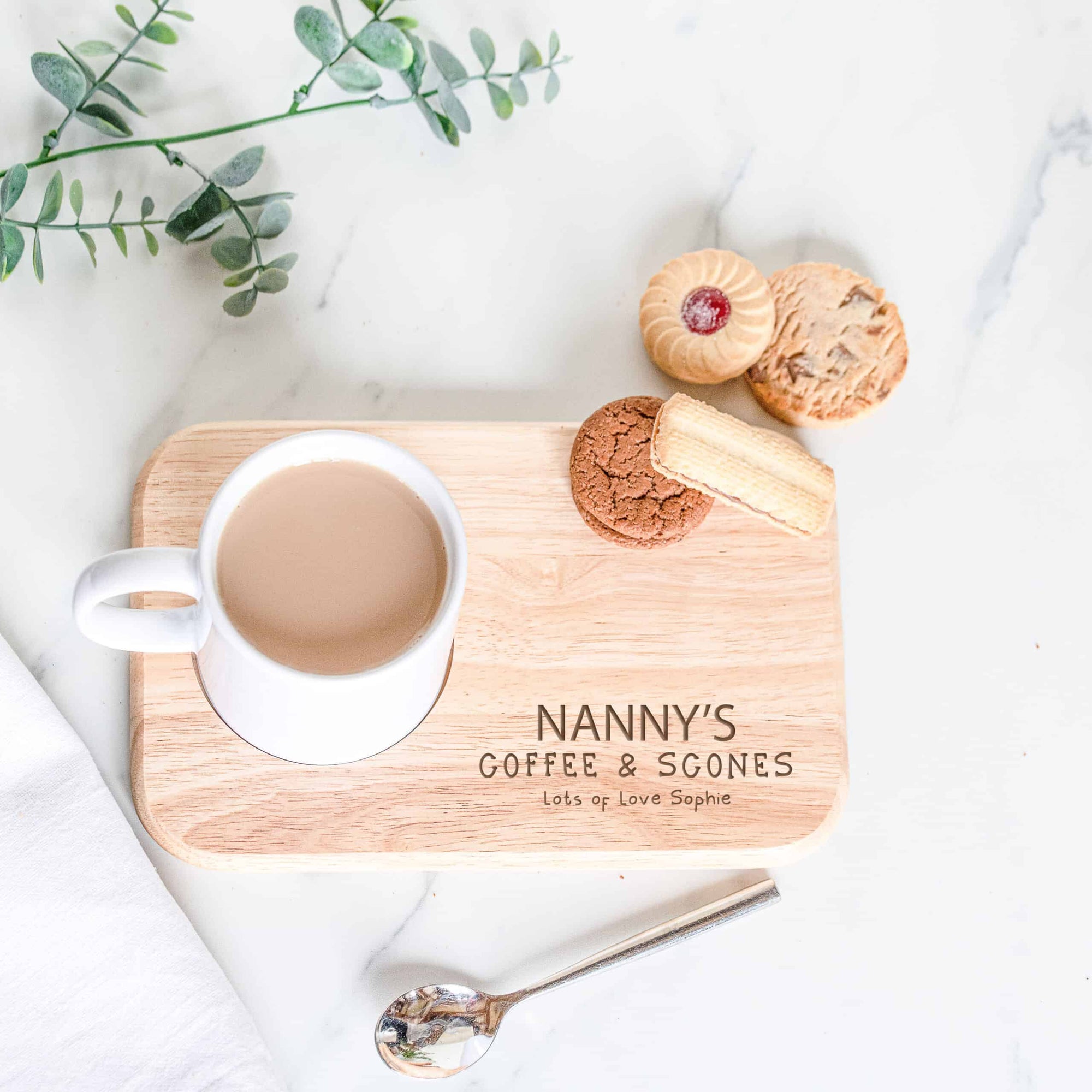 Mummy's / Nanny's Tea & Biscuit Personalised Wooden Tray Board
