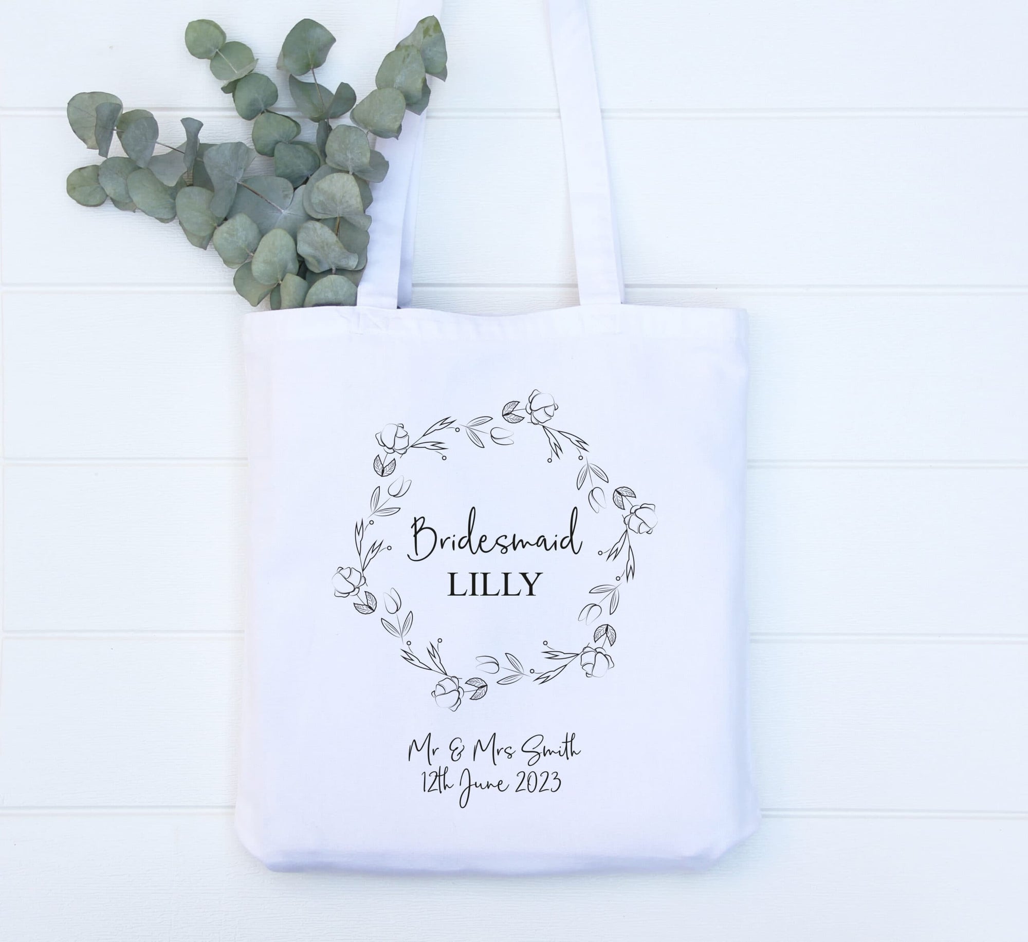 Personalised Wedding Bridesmaid Bridal Party Tote Bag