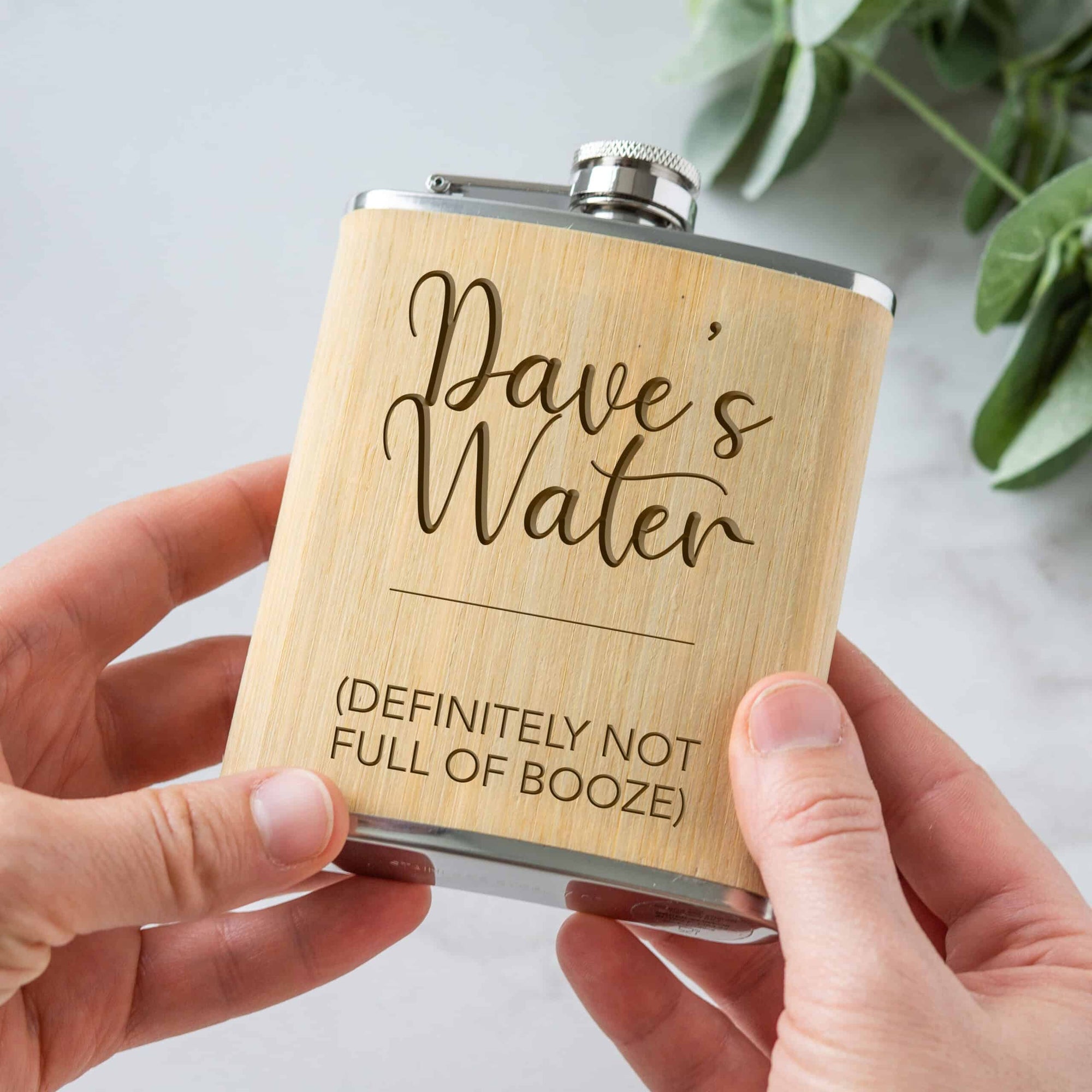 Personalised Bamboo Hipflask