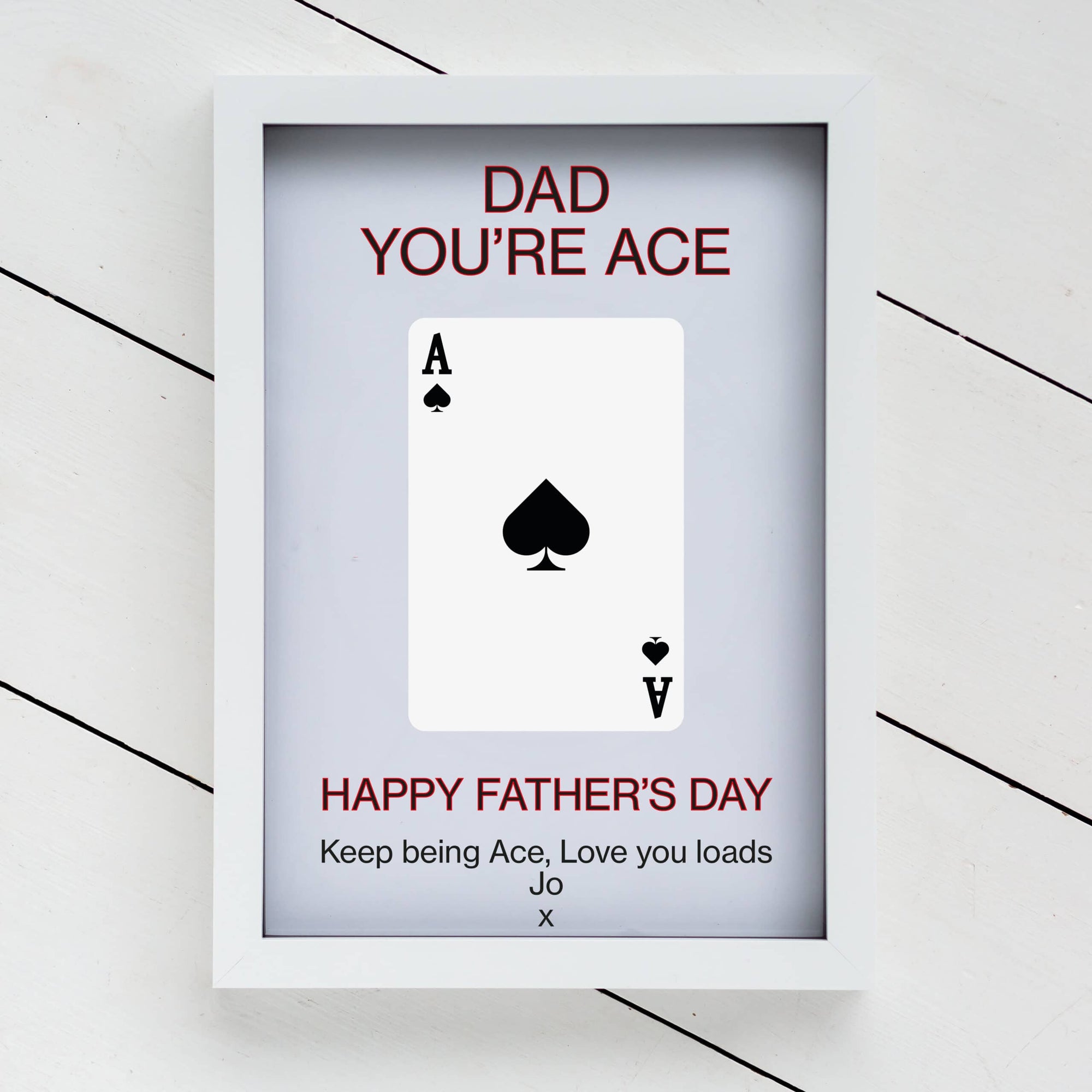 Personalised Ace Playing Card Glass Printed Frame