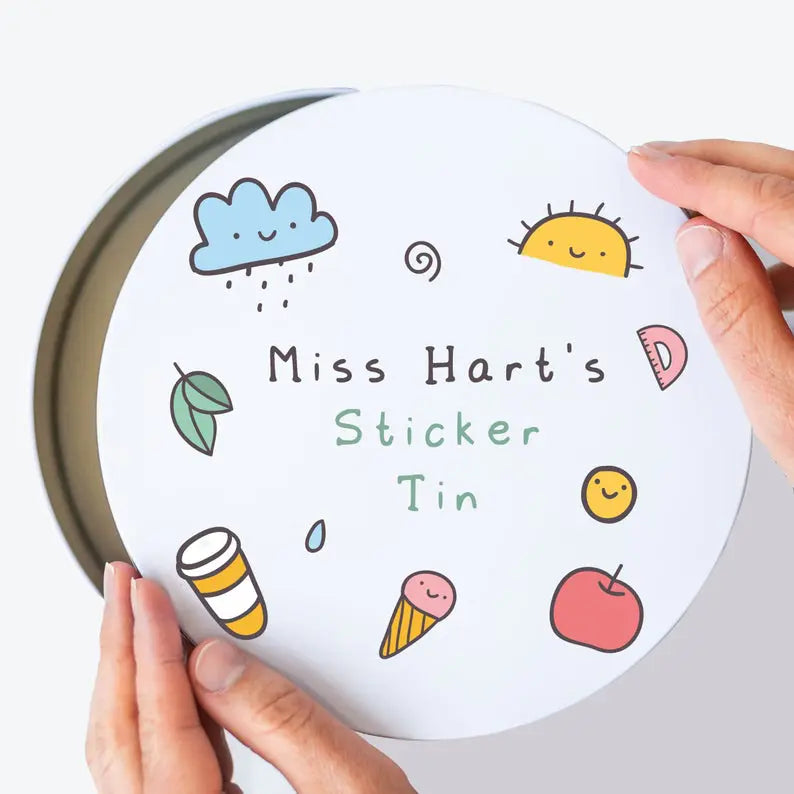 Personalised Teachers Metal Round Sticker Tin