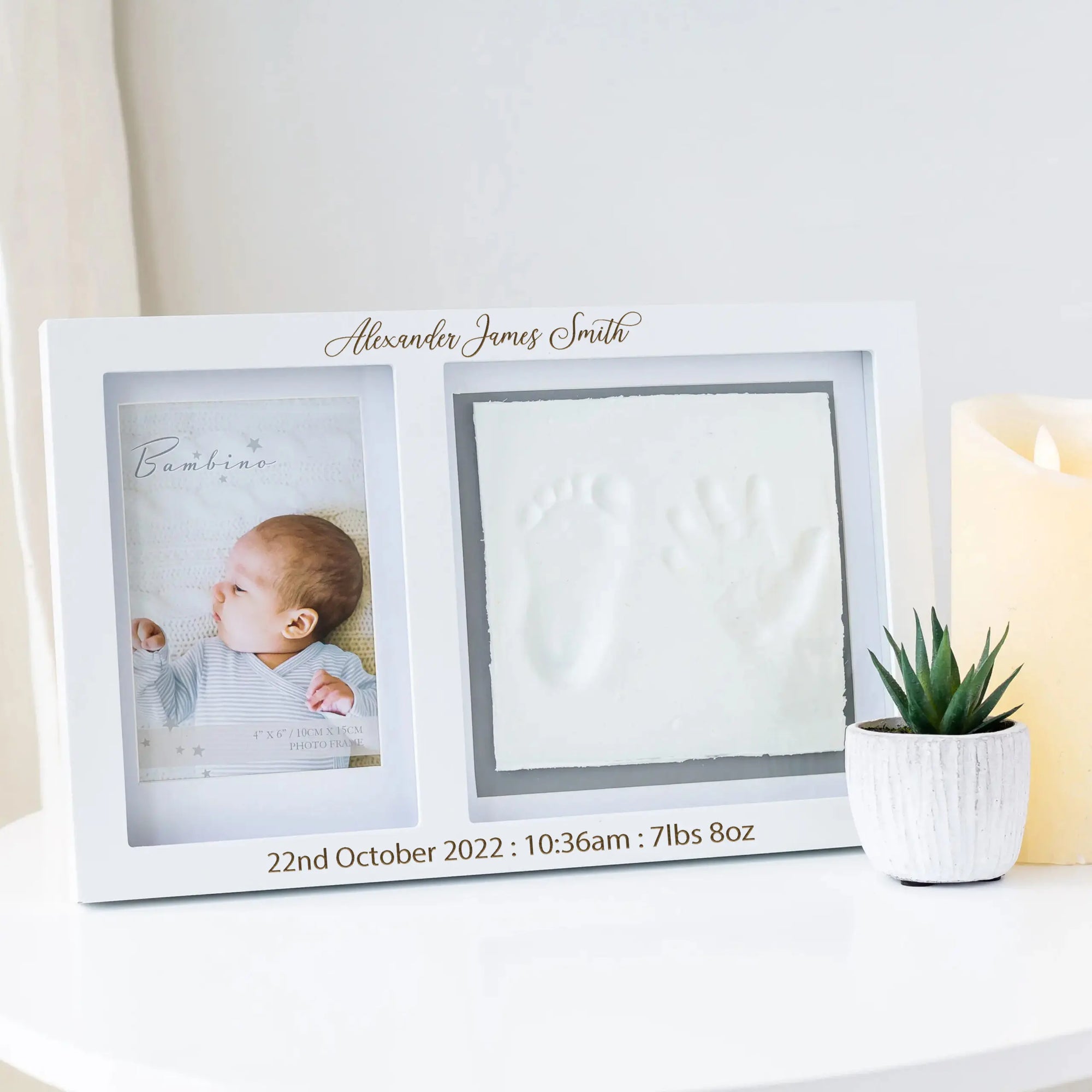 Personalised Baby White Frame Hand & Foot Clay Imprint Kit