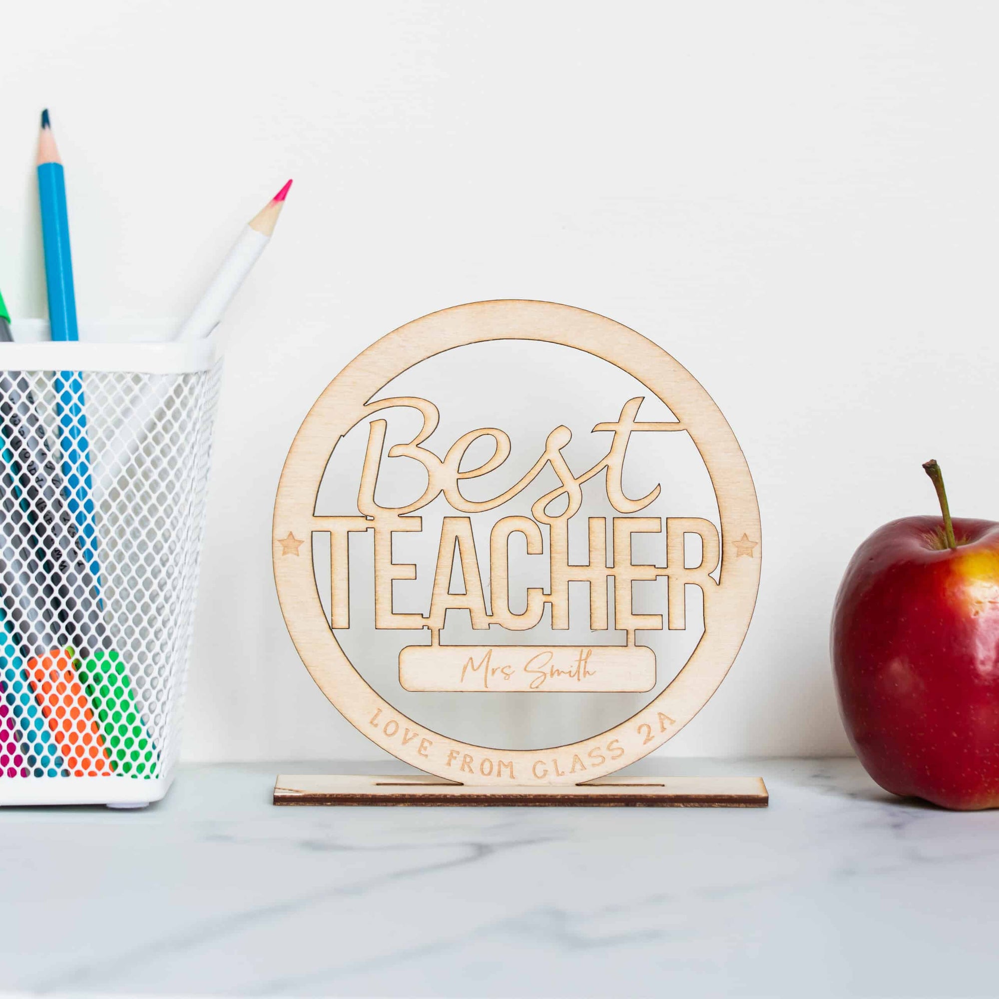 Personalised Wooden Best Teacher Award Plaque