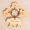 Personalised Wooden Daddy Bear Child Family Tag Keyring