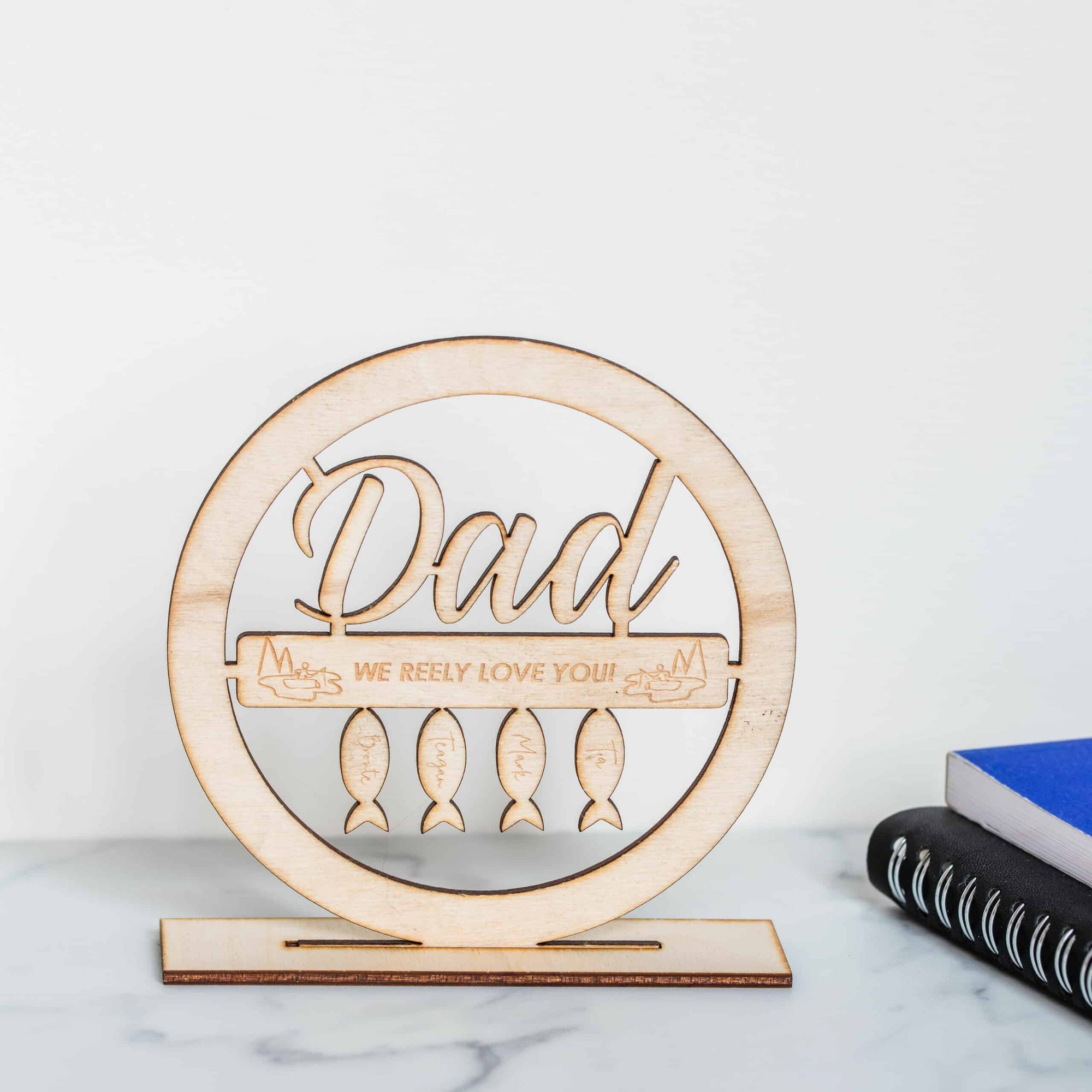 Personalised Wooden Father's Day Fishing Award Plaque
